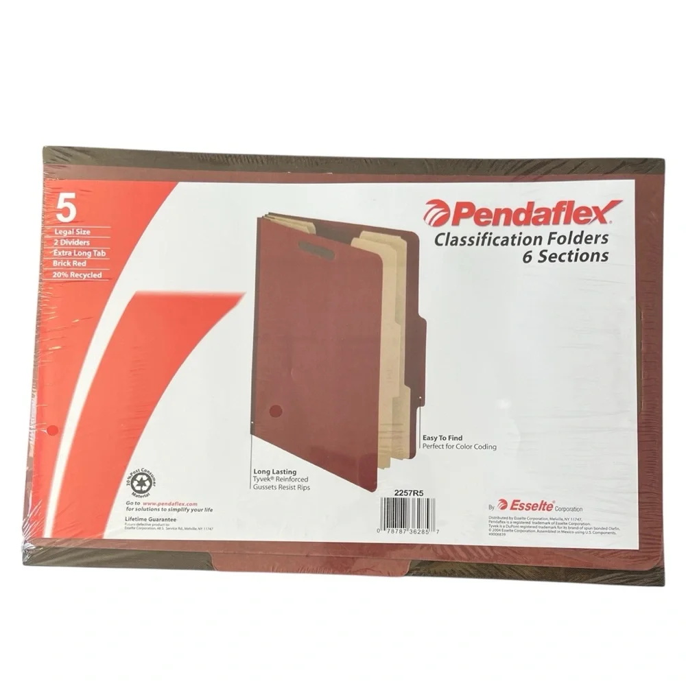 NEW Pendaflex Brick Red Classification Folders 6 Sections Legal Size 2 Dividers